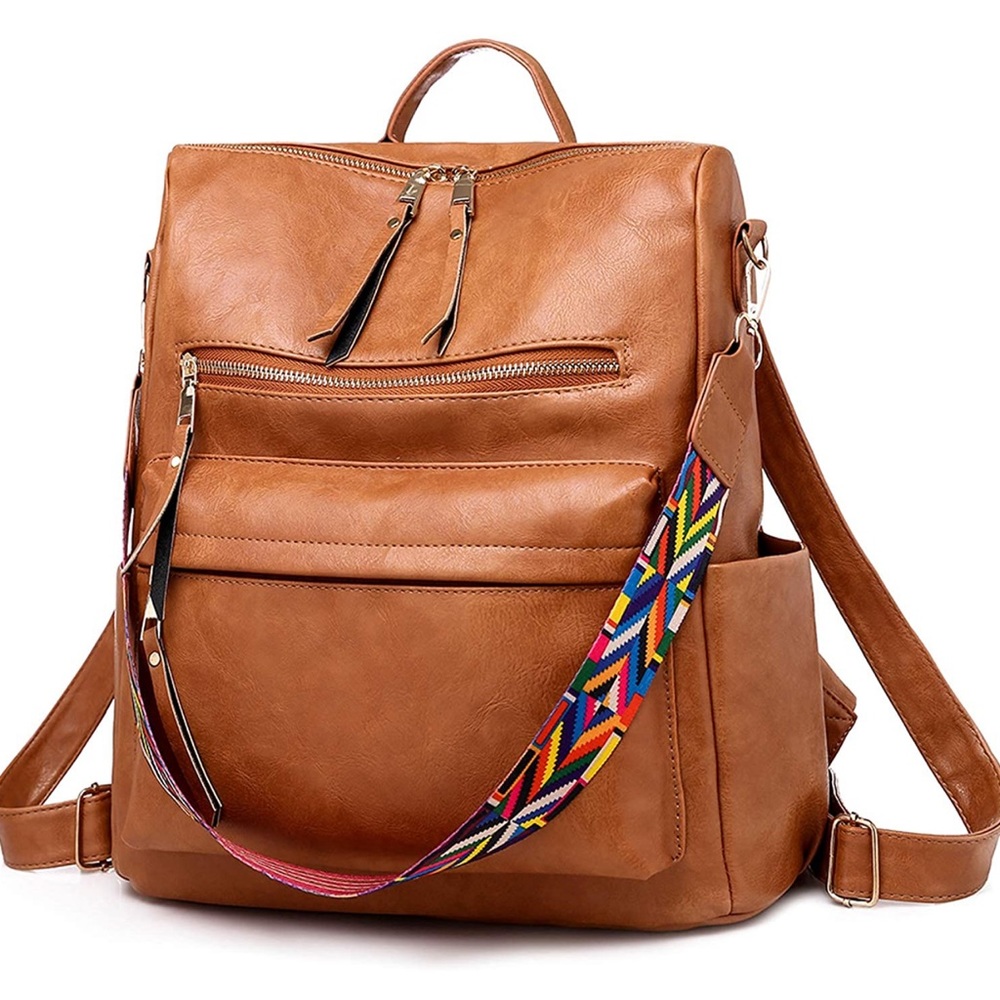 Convertible backpack with colorful strap!